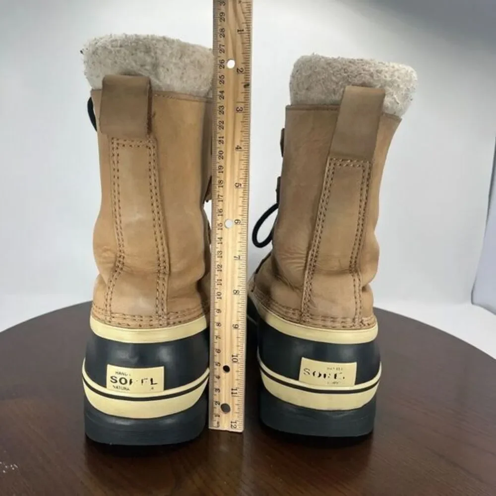 Sorel Caribou Boots‎ Men's 8 Tan Black Nubuck Insulated Lined Shoes NM1000-281